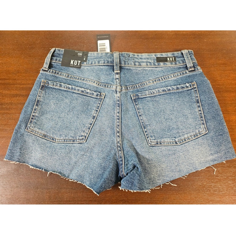 KUT FROM THE KLOTH Jane Shorts Womens 4 Blue High Rise Button Fly Distressed - Picture 3 of 6